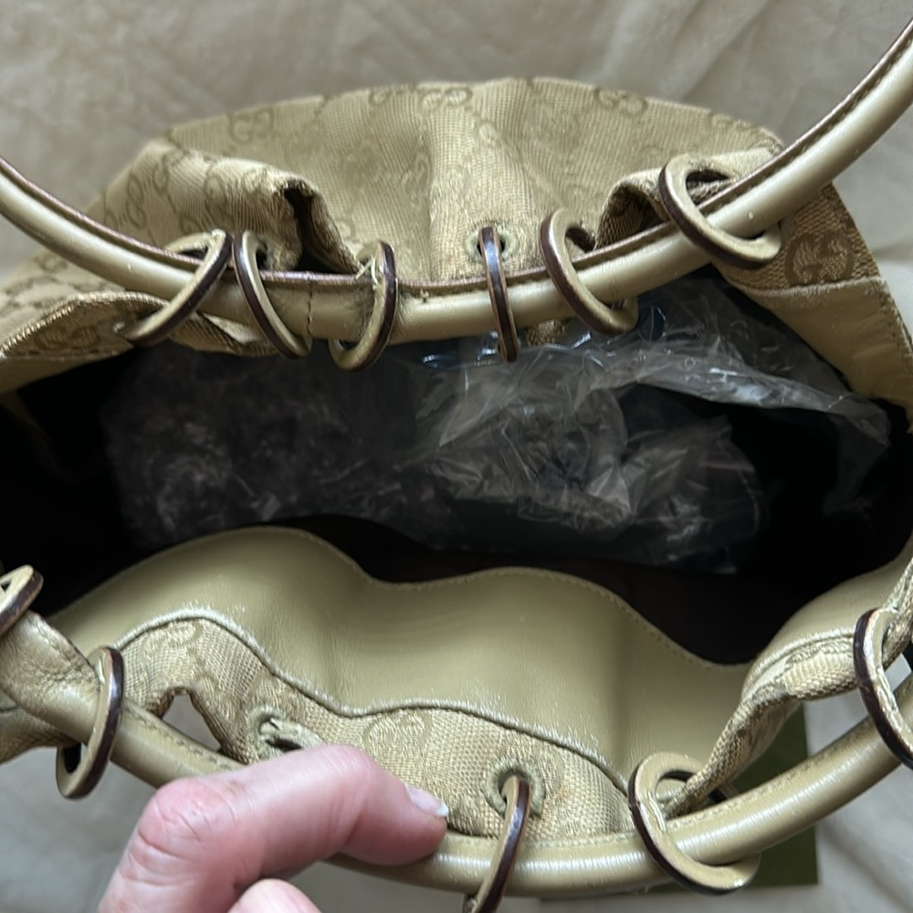 Gucci Beige Monogram Drawstring Bag - image 3